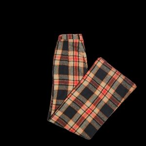 70's style Orange Plaid Wide Leg Pants